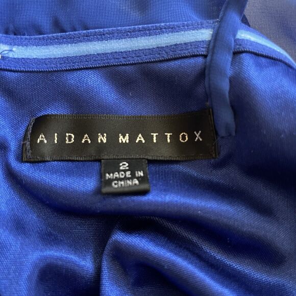 AIDAN MATTOX Royal Blue Flowy Lined Ruffle Grecian Style Maxi Dress Womens Sz 2 - Picture 7 of 8